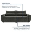Ver imagem 6 de Sofá Retrátil 3 Lugares 230cm com Almofadas e Base em Madeira Maciça Hope
