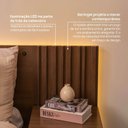 Ver imagem 5 de Cama Queen/Casal com Cabeceira Ripada e Mesas de Cabeceira Seringal c/LED CabeCasa MadeiraOriginals Marrom/Nogal
