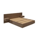 Ver imagem 2 de Cama Queen/Casal com Cabeceira Ripada e Mesas de Cabeceira Seringal c/LED CabeCasa MadeiraOriginals Marrom/Nogal