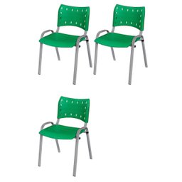 Cadeira Iso Base Cinza Escola, Escritório - Verde Kit 3 Un - 2
