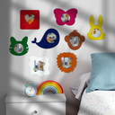 Ver imagem 5 de Espelho Infantil Cores Alegres Formatos Criativos Decoração Quarto Criança Baleia Azul 25x35cm