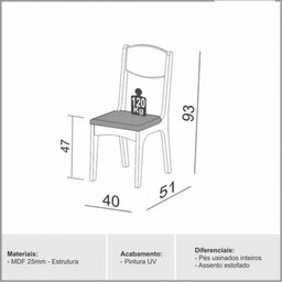 Cadeira Dalla Costa 25mm Assento Estofado Ca12 - 2
