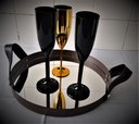 Ver imagem 3 de Bandeja Adnet Decorativa Redonda 300x3Mm Marrom C Alça Preta