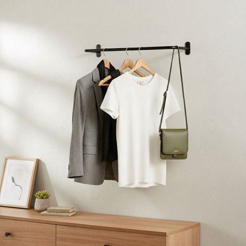Kit 3 Araras Cabideiros de Parede 80cm Fixos Aço Reforçado Loja Quarto Closet Casa Estilo Moderno