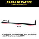 Ver imagem 3 de Kit 3 Araras Cabideiros de Parede 80cm Fixos Aço Reforçado Loja Quarto Closet Casa Estilo Moderno