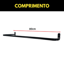 Kit 3 Araras Cabideiros de Parede 80cm Fixos Aço Reforçado Loja Quarto Closet Casa Estilo Moderno - 4