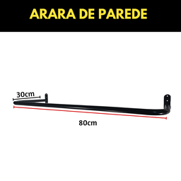 Kit 3 Araras Cabideiros de Parede 80cm Fixos Aço Reforçado Loja Quarto Closet Casa Estilo Moderno - 3