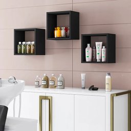 Kit 03 Nichos Mdf - Decoração - Quarto- Sala Cozinha- banheiro:preto - 3