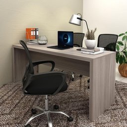 Mesa para Escritório Escrivaninha Madeira Linha Office 180cm Cor:carvalho - 2