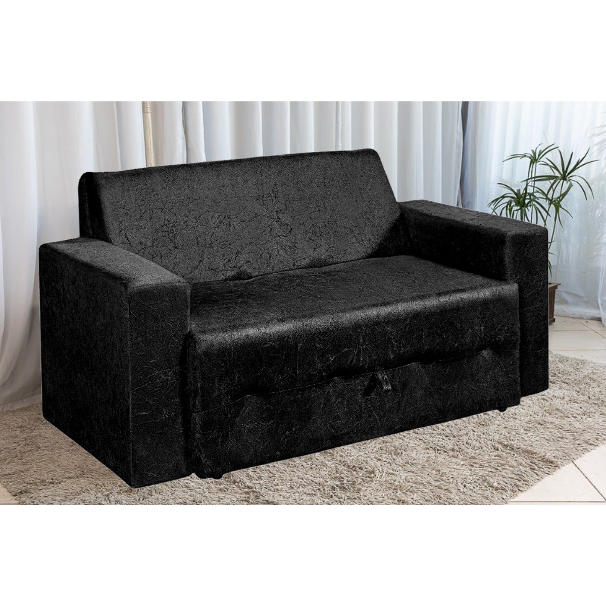 Sofá Cama com Braço Suede Preto 5000 MadeiraMadeira