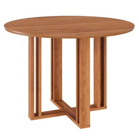 Mesa Sala de Jantar Redonda 4 Lugares 110 Cm Cimol Flora Cinamomo - 100% Mdf