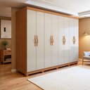 Ver imagem 1 de Guarda-Roupa Casal 8 Portas 6 Gavetas com Pés MDF 236cm Serenata Marrom Amêndoa Clean/Off White
