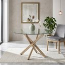 Ver imagem 1 de Mesa de Jantar Lara Base Aço Carbono Tampo 120cm Vidro 10mm Redondo 4 Lugares Chic Sala - Bronze