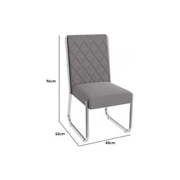 Kit 2 Cadeiras Sala Jantar Toronto 2c127 Aço 2 Uni Cromado/cinza A050 Suede Veludo - Kappesberg - 2 Kit 2 Cadeiras Sala Jantar Toronto 2c127 Aço 2 Uni Cromado/cinza A050 Suede Veludo - Kappesberg - 2
