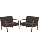 Ver imagem 1 de Kit Poltrona Decorativa 2 Namoradeiras Jade Braço Madeira D Salla Suede Marrom