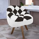 Ver imagem 1 de Poltrona Paloma Escritório Sala Giratória Madeira Suede Branco e Suede Marrom - Dominic Decor