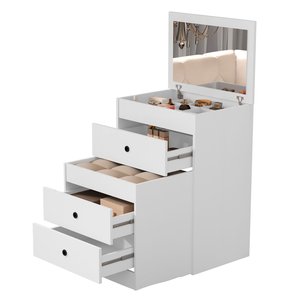 Penteadeira Mdf Compartimento Maquiagem Banqueta 3 Gavetas:branco