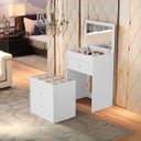 Ver imagem 2 de Penteadeira Mdf Compartimento Maquiagem Banqueta 3 Gavetas:branco