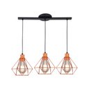 Ver imagem 3 de Lustre Pendente Trilho Diamante Peq 3 Lamp E27 Preto/cobre - 3015/3 Peq Pt/cb