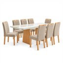 Ver imagem 2 de Conjunto Sala de Jantar 8 Lugares Retangular Tampo Vidro/MDF 200x90cm Mesa Lyra e Cadeiras Carol