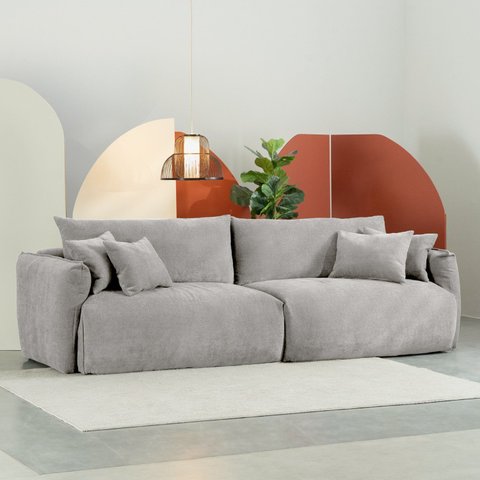Sofá 2 Lugares 260cm Comfy CabeCasa MadeiraOriginals Cinza Mescla