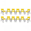 Ver imagem 1 de Kit 11 Cadeiras Iso Escritório Comércio Amarela Base Preta