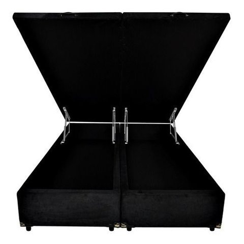 Cama Box Baú King-size 193x203 Reforçada Fabricação Própria - Suede Preto