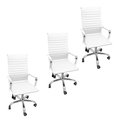 Ver imagem 1 de Kit 3 Cadeiras Eames Esteirinha Presidente Escritório Boston Eames Alta - Branca Branco