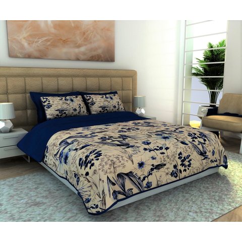 Cobre Leito King 3 Peças Malha 100% Algodão Pássaro Royal