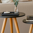 Ver imagem 3 de Jogo 2 Mesinha Lateral Redonda Moderna com Pé Palito Tripé Pequena Retrô Canto Sofá Cama Quarto Sala