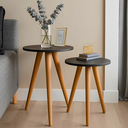Ver imagem 1 de Jogo 2 Mesinha Lateral Redonda Moderna com Pé Palito Tripé Pequena Retrô Canto Sofá Cama Quarto Sala