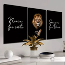 Ver imagem 3 de Quadros Decorativos Lobo Dekorafacil Quadro Trio Decorativo Conjunto Mosaico Decoração para Escritór