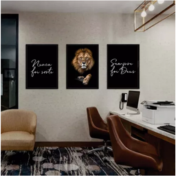 Quadros Decorativos Lobo Dekorafacil Quadro Trio Decorativo Conjunto Mosaico Decoração para Escritór - 2