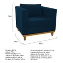 Ver imagem 5 de Kit Sofá 2 Lugares e 2 Poltronas Europa Suede Doce Sonho Móveis - Azul Marinho