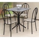 Ver imagem 2 de Jogo de Mesa e 04 Cadeiras Thais com Tampo Granito Craquelada/Assento Rattan - Artefamol