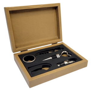 Kit Acessórios para Vinho 5 Peças com Caixa de Madeira Gift