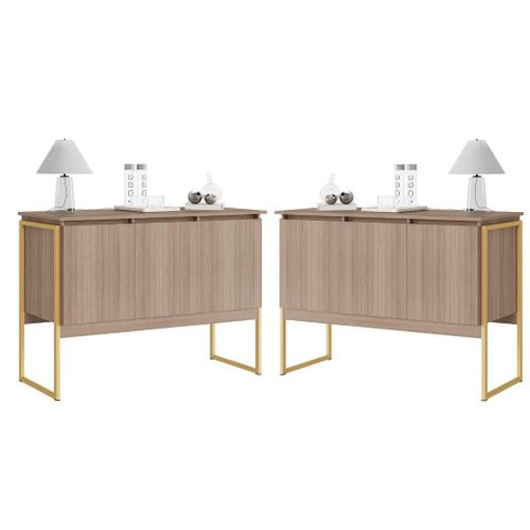 Conjunto Buffets Vale Montana Dourado 2 MDP Perfex 15mm Estrutura Aço Cor Dourado Casah