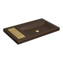 Ver imagem 1 de Cuba de Sobrepor Lavatório Retangular com Mesa e Saboneteira Grelha 80x47,5cm Marrom Fosco Gold - L.