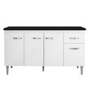 Ver imagem 1 de Balcão de Cozinha Gabriela Branco Flex com Tampo 150 cm Preto Fosco - AJL