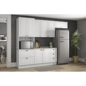 Kit de Cozinha Modulada 5pçs (2 Armários + 1 Balcão + 1 Paneleiro + 1 Complemento) C5p16 Branco