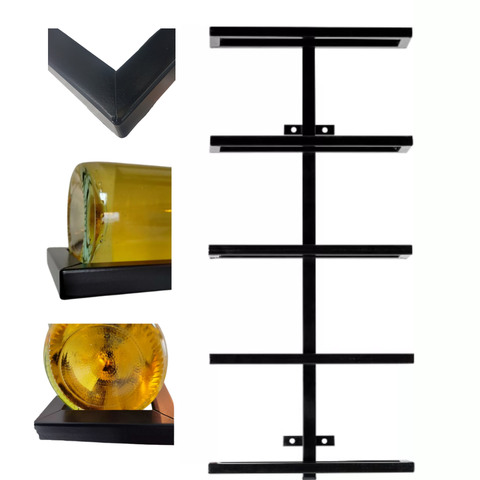 Adega Decorativa Suspensa de Parede Suporte Vinho Moderno 5 Garrafas Barzinho Alto Padrão Acabamento