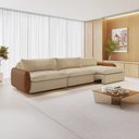 Ver imagem 2 de Sofá 5 Lugares Pollo Retrátil Couro/linho Palha 300cm