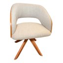 Ver imagem 2 de Poltrona Decorativa Núbia Pé Giratório Tecido Repelente À Água Bege