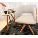 Ver imagem 3 de Poltrona Decorativa Núbia Pé Giratório Tecido Repelente À Água Bege