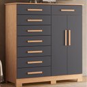 Ver imagem 7 de Guarda Roupa Casal Doble 06 Portas e Cômoda Verona 08 Gavetas Freijo Titanium - Móveis Albatroz