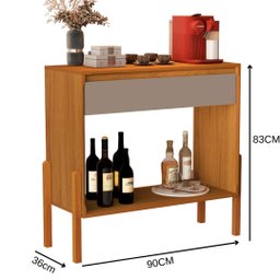 Aparador Buffet Libano com Gaveta em Mdf 2 Prateleiras Cores:nature/griss - 3