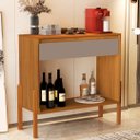 Ver imagem 2 de Aparador Buffet Libano com Gaveta em Mdf 2 Prateleiras Cores:nature/griss