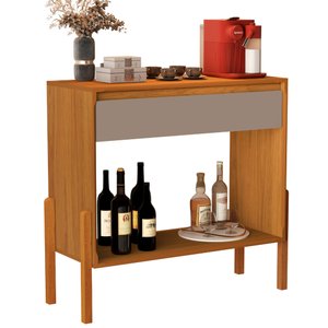 Aparador Buffet Libano com Gaveta em Mdf 2 Prateleiras Cores:nature/griss
