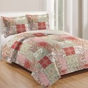Ver imagem 1 de Kit Cobre Leito Colcha Mix King Estampado Dupla Face Floral 3 Peças - Lúcia