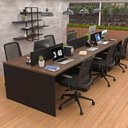 Ver imagem 6 de Conjunto Estação de Trabalho 6 Lugares com 6 Cadeiras de Escritório Ergonômicas - Nogal/Preto